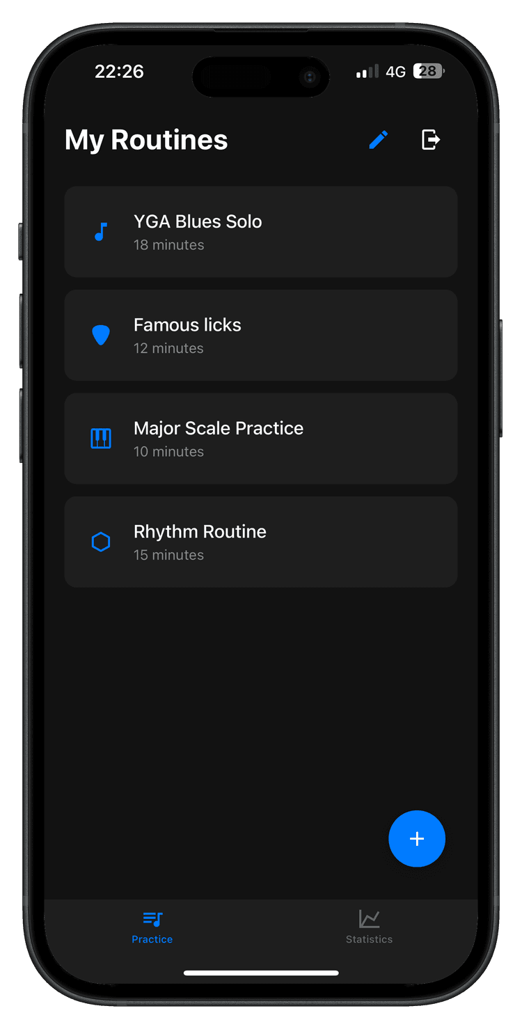 Praktes app interface